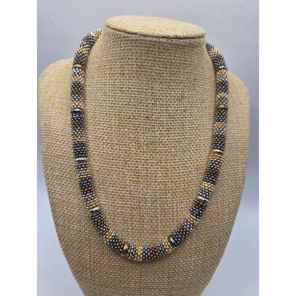 1896. Vintage Talbots Multi-Tone Beaded Mesh Rope Necklace